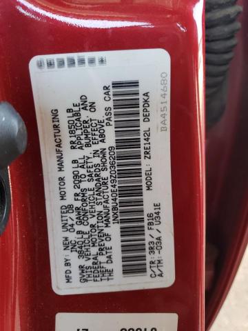 1NXBU40E49Z036209 - 2009 TOYOTA CARROLLA BASE RED photo 12