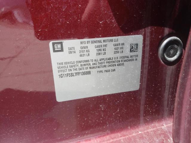 1G11F5SL7FF136888 - 2015 CHEVROLET MALIBU LTZ მუქწითელი ფოტო 12