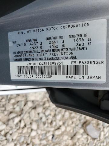 JM1BL1K48B1398951 - 2011 MAZDA SPEED 3 ვერცხლისფერი ფოტო 13