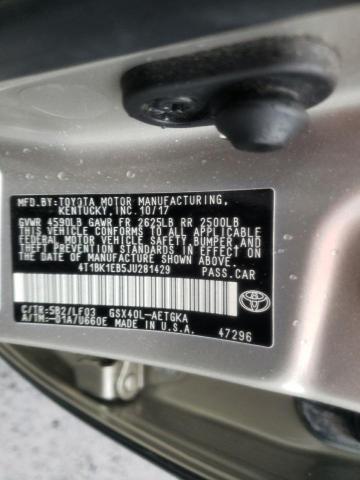 4T1BK1EB5JU281429 - 2018 TOYOTA AVALON XLE TAN photo 13