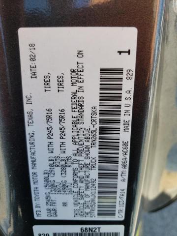 5TFRX5GNXJX112492 - 2018 TOYOTA TACOMA ACCESS CAB ნაცრისფერი ფოტო 12