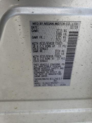 5N1DR2MN2KC612657 - 2019 NISSAN PATHFINDER S SILVER photo 13