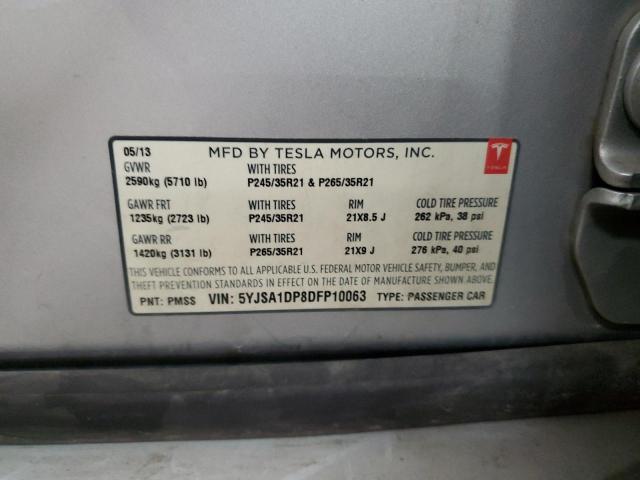 5YJSA1DP8DFP10063 - 2013 TESLA MODEL S ვერცხლისფერი ფოტო 12
