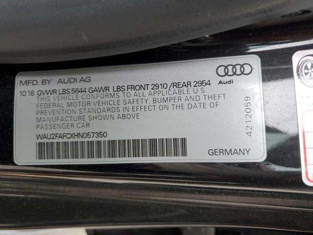 WAU2FAFCXHN057350 - 2017 AUDI S7 PRESTIGE BLACK photo 13