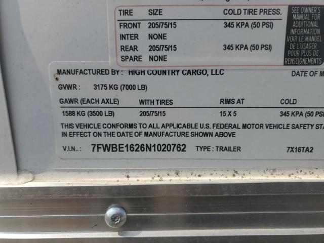 7FWBE1626N1020762 - 2022 HIGH TRAILER WHITE photo 10