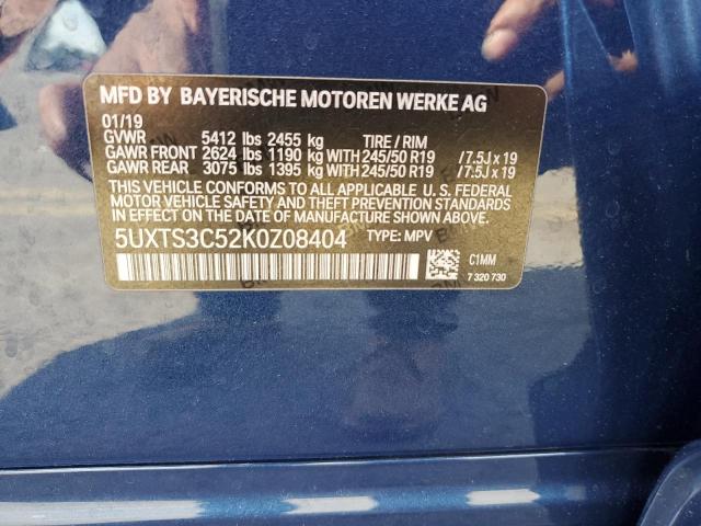 5UXTS3C52K0Z08404 - 2019 BMW X3 XDRIVEM40I Mavi fotoğraf 13