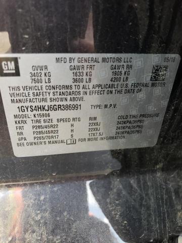 1GYS4HKJ6GR386991 - 2016 CADILLAC ESCALADE ESV LUXURY BLACK photo 13