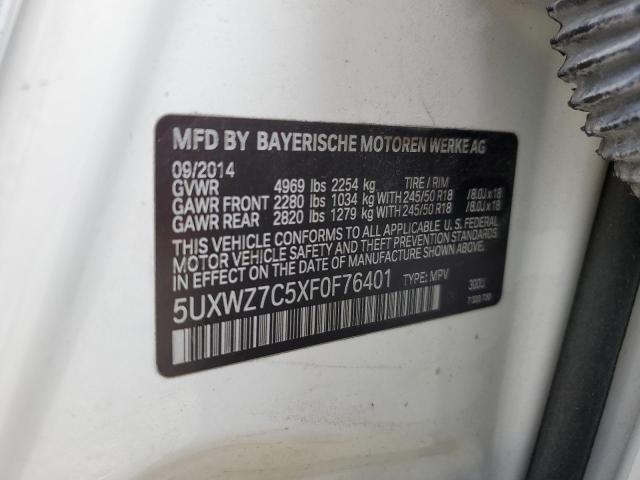 5UXWZ7C5XF0F76401 - 2015 BMW X3 SDRIVE28I WHITE photo 13