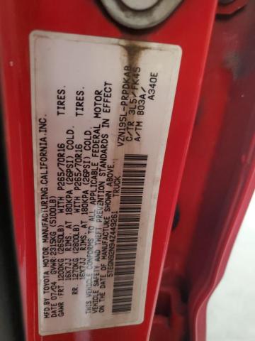 5TEGN92N94Z449261 - 2004 TOYOTA TACOMA DOUBLE CAB PRERUNNER RED photo 12