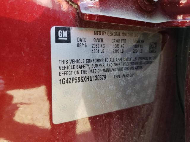 1G4ZP5SSXHU130379 - 2017 BUICK LACROSSE ESSENCE წითელი ფოტო 12