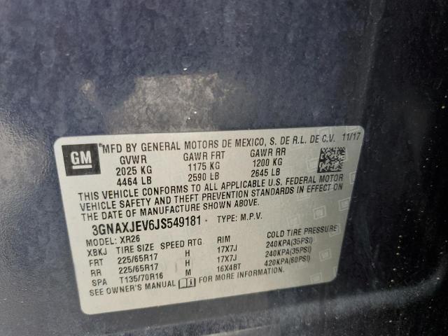 3GNAXJEV6JS549181 - 2018 CHEVROLET EQUINOX LT BLUE photo 14