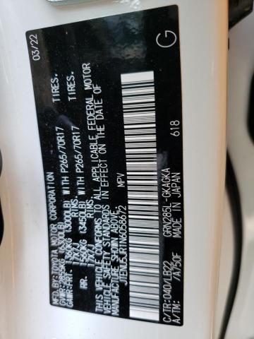 JTENU5JR1N6058672 - 2022 TOYOTA 4RUNNER SR5/SR5 PREMIUM 白色 照片 13