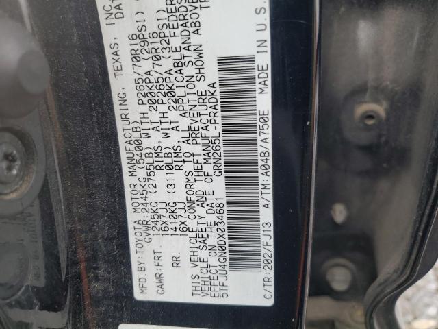 5TFJU4GN0DX034681 - 2013 TOYOTA TACOMA DOUBLE CAB PRERUNNER BLACK photo 12