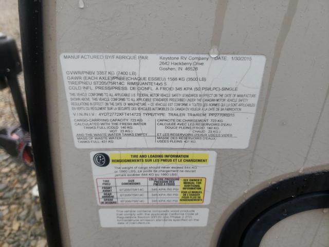 4YDT2772XFT414723 - 2015 KEYSTONE PASSPORT TAN photo 10
