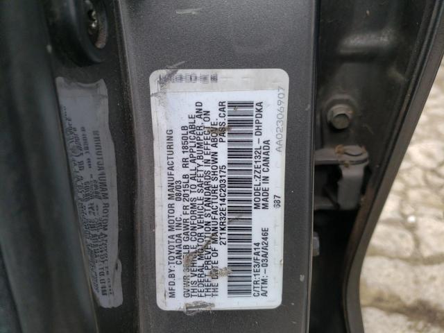2T1KR32E14C203175 - 2004 TOYOTA MATRIX XR GRAY photo 12