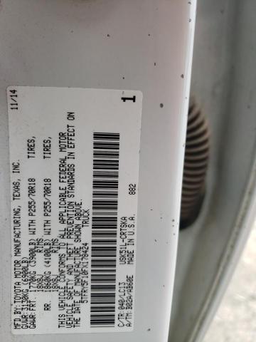 5TFRY5F10FX178424 - 2015 TOYOTA TUNDRA DOUBLE CAB SR/SR5 WHITE photo 12