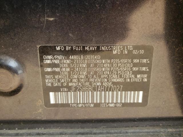 JF2SH6BC1AH777027 - 2010 SUBARU FORESTER XS Qara foto 12