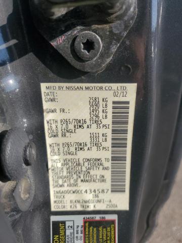 1N6AD0CW0CC434587 - 2012 NISSAN FRONTIER SV GRAY photo 13