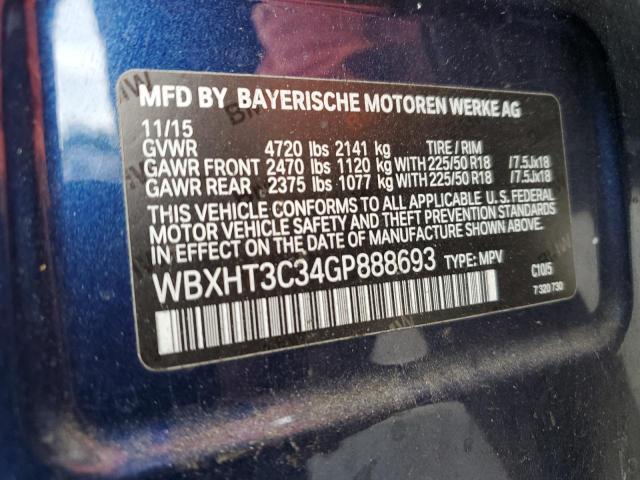 WBXHT3C34GP888693 - 2016 BMW X1 XDRIVE28I BLUE photo 14