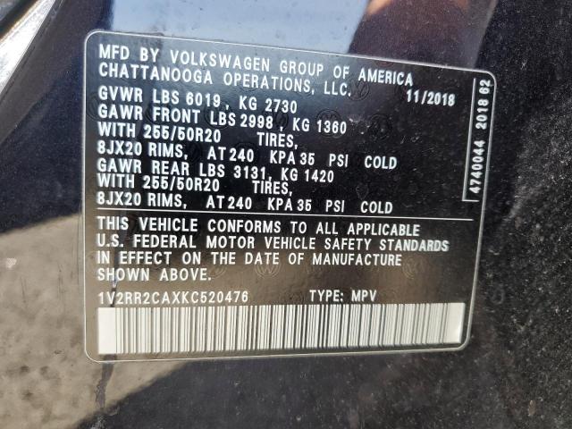1V2RR2CAXKC520476 - 2019 VOLKSWAGEN ATLAS SEL Qara foto 13