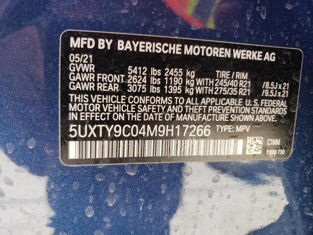 5UXTY9C04M9H17266 - 2021 BMW X3 XDRIVEM40I BLUE photo 13