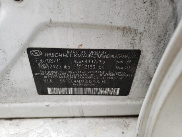 5NPEC4ABXBH243034 - 2011 HYUNDAI SONATA SE WHITE photo 12