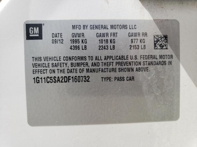 1G11C5SA2DF160732 - 2013 CHEVROLET MALIBU 1LT Ақ фото 13