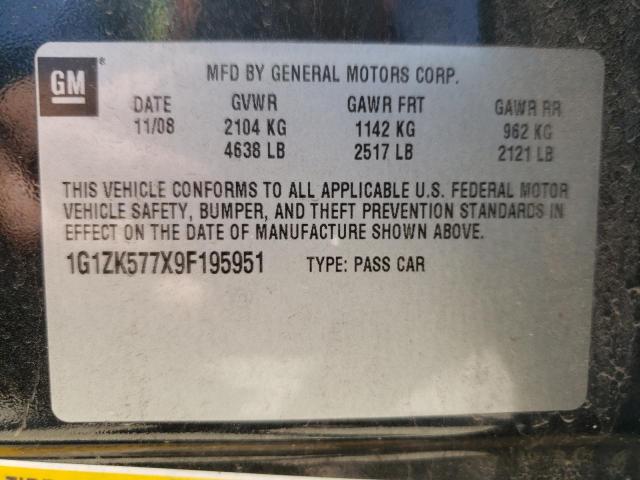 1G1ZK577X9F195951 - 2009 CHEVROLET MALIBU LTZ Qara foto 12