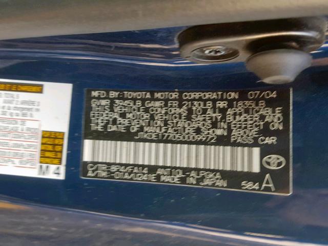 JTKDE177050009972 - 2005 TOYOTA SCION TC  照片 10