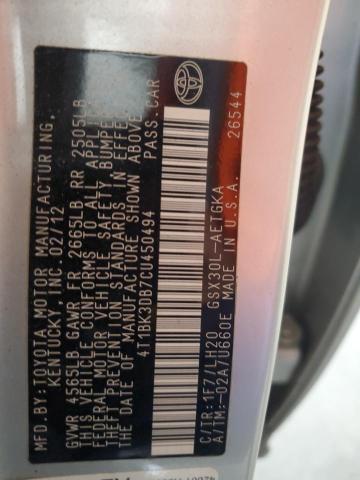 4T1BK3DB7CU450494 - 2012 TOYOTA AVALON BASE Gümüş foto 13