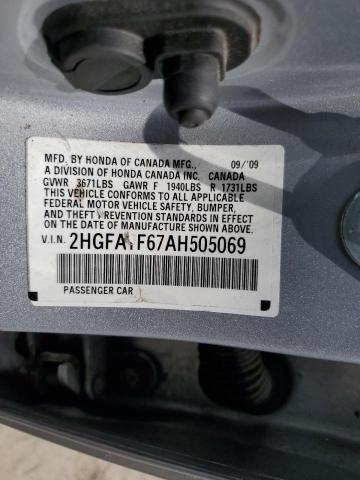 2HGFA1F67AH505069 - 2010 HONDA CIVIC LX-S Gümüş foto 13