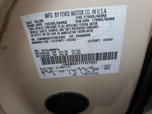 1LNHM86S1YY875482 - 2000 LINCOLN LS CREAM photo 12