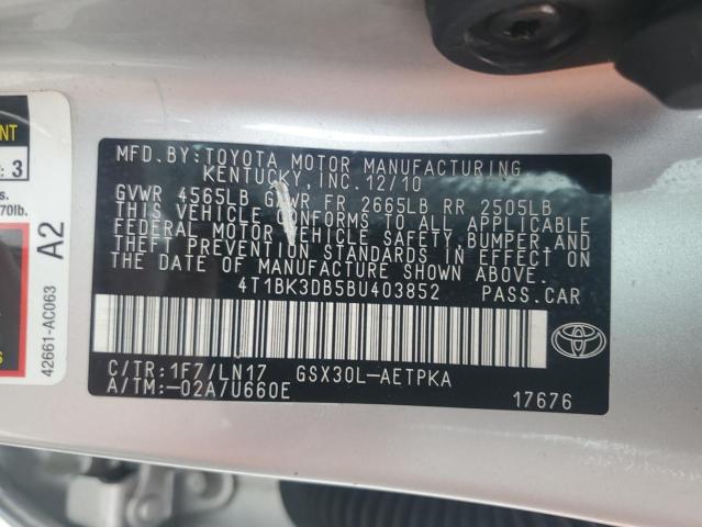 4T1BK3DB5BU403852 - 2011 TOYOTA AVALON BASE 银色 照片 13