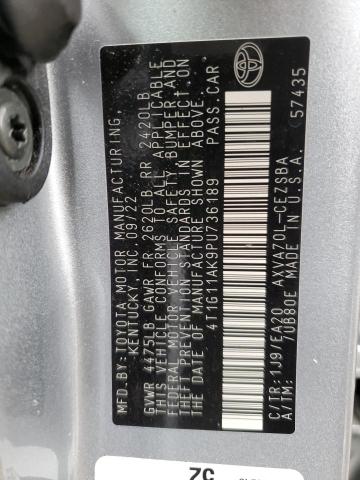 4T1G11AK9PU736189 - 2023 TOYOTA CAMRY SE NIGHT SHADE SILVER photo 12