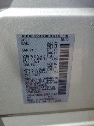 5N1AR2MM2DC608332 - 2013 NISSAN PATHFINDER S SILVER photo 13