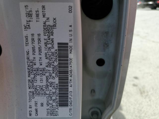 5TFJU4GN7FX077644 - 2015 TOYOTA TACOMA DOUBLE CAB PRERUNNER WHITE photo 13