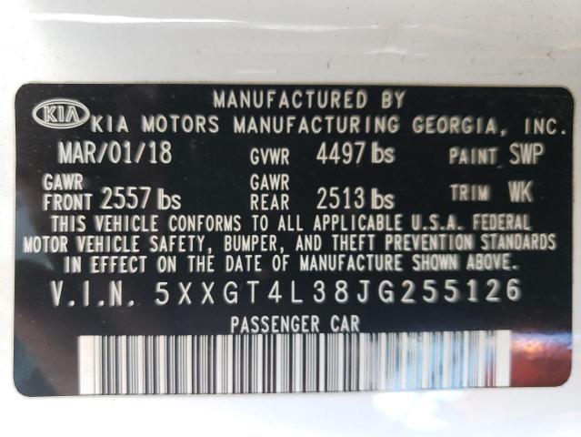 5XXGT4L38JG255126 - 2018 KIA OPTIMA LX 白色 照片 13