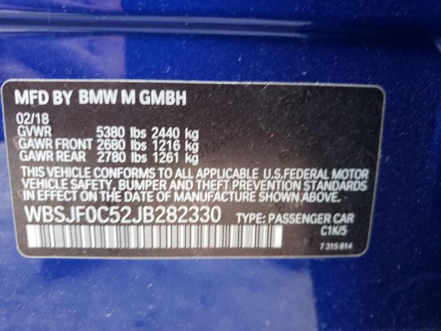 WBSJF0C52JB282330 - 2018 BMW M5 BLUE photo 12
