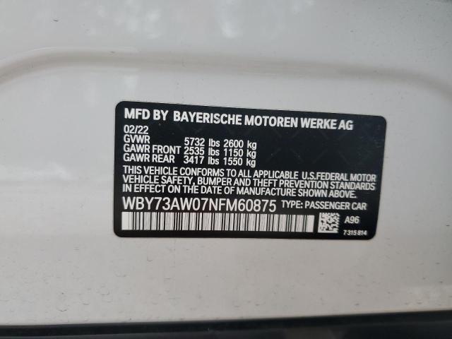 WBY73AW07NFM60875 - 2022 BMW I4 EDRIVE4 Білий фото 12
