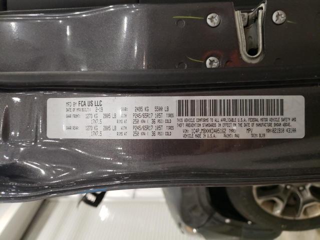 1C4PJMBXXKD405162 - 2019 JEEP CHEROKEE TRAILHAWK GRAY photo 12