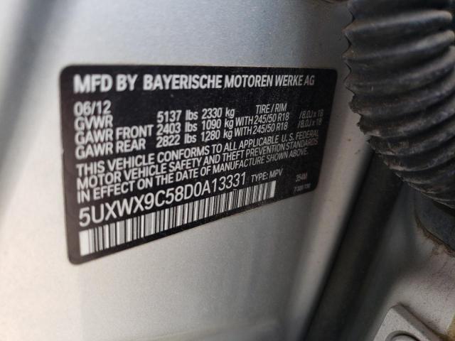 5UXWX9C58D0A13331 - 2013 BMW X3 XDRIVE28I SILVER photo 12