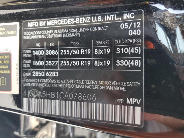 4JGDA5HB1CA078606 - 2012 MERCEDES-BENZ ML 350 4MATIC BLACK photo 13