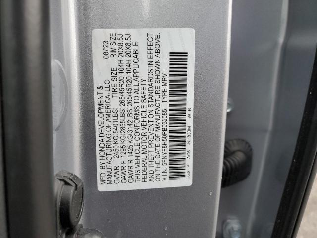 5FNYF8H50PB032085 - 2024 HONDA PASSPORT EXL GRAY photo 13