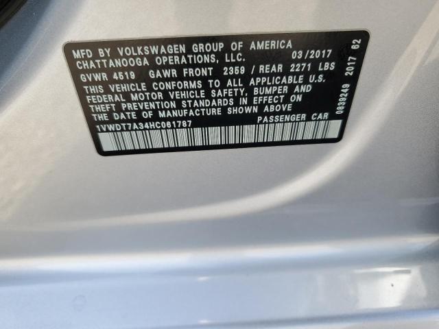 1VWDT7A34HC061787 - 2017 VOLKSWAGEN PASSAT R-LINE Gümüş foto 12