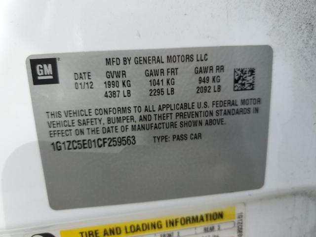 1G1ZC5E01CF259563 - 2012 CHEVROLET MALIBU 1LT WHITE photo 12