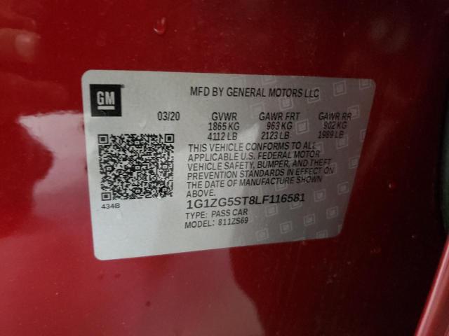 1G1ZG5ST8LF116581 - 2020 CHEVROLET MALIBU RS Tünd qırmızı foto 13