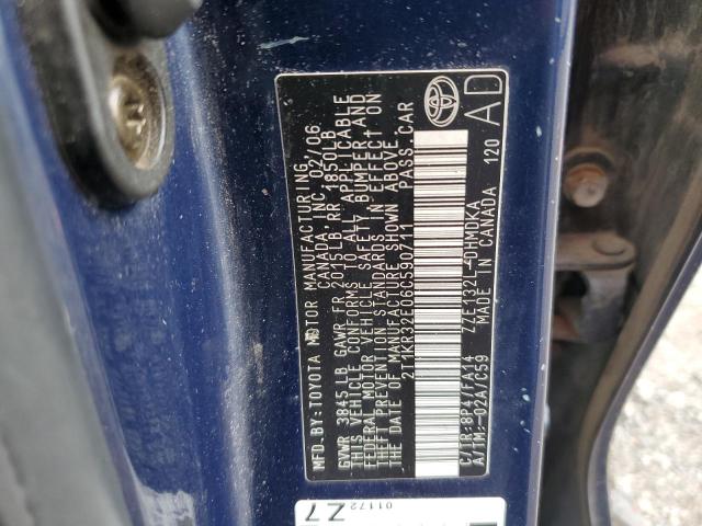 2T1KR32E06C590711 - 2006 TOYOTA COROLLA MA XR BLUE photo 12