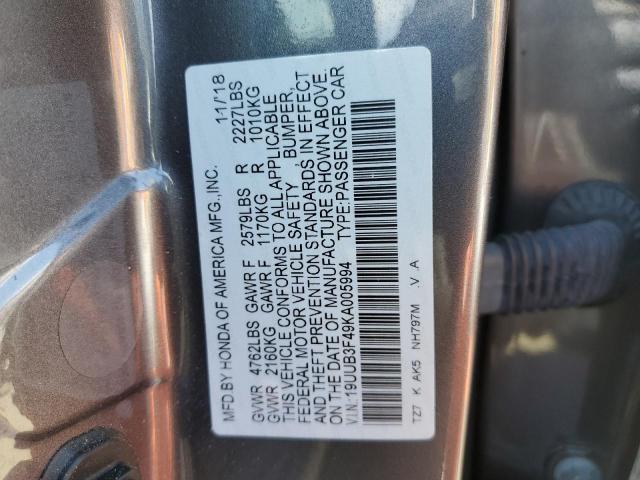 19UUB3F49KA005994 - 2019 ACURA TLX TECHNOLOGY GRAY photo 12