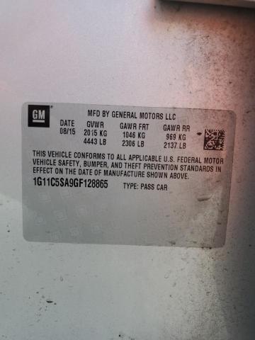 1G11C5SA9GF128865 - 2016 CHEVROLET MALIBU LIM LT 银色 照片 12