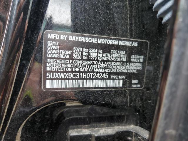 5UXWX9C31H0T24245 - 2017 BMW X3 XDRIVE28I BLACK photo 13